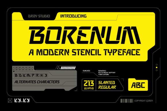 Borenum: A Bold Stencil Font for Modern Editorial Design