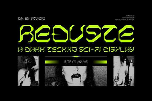 Reduste Font Review for Dark Techno Editorial Design